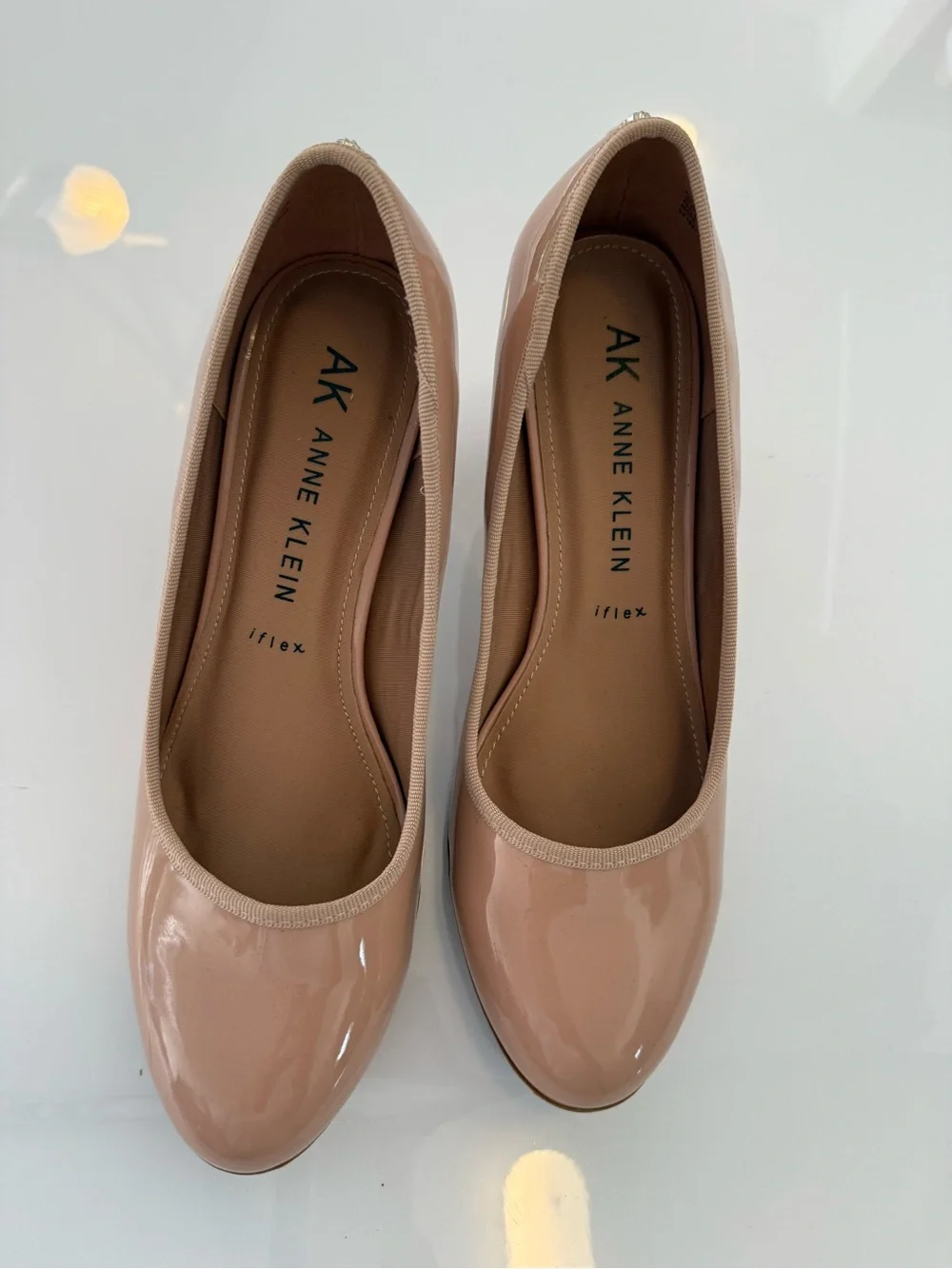Anne Klein Patent Ballet Flats in Nude Pink